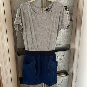 Theory faux denim and grey dress size small